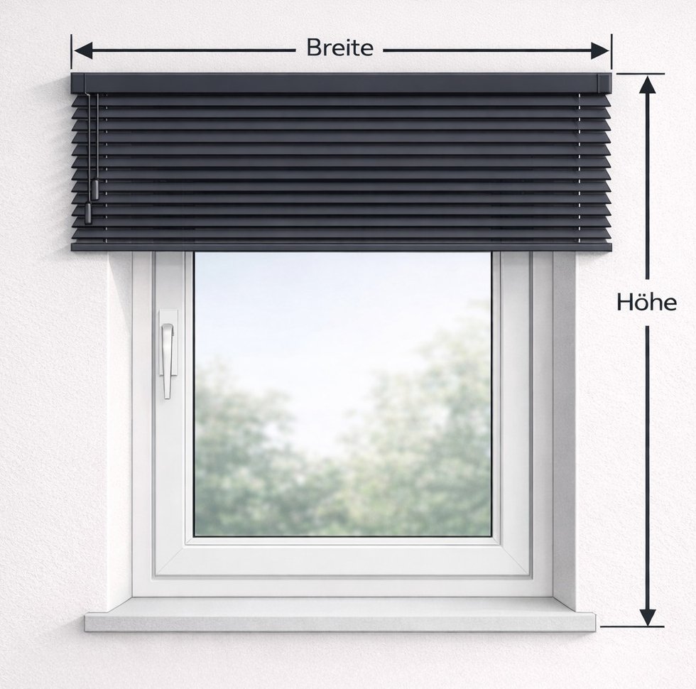 Maßanleitung: Montage mit Jalousie Deckenmontage