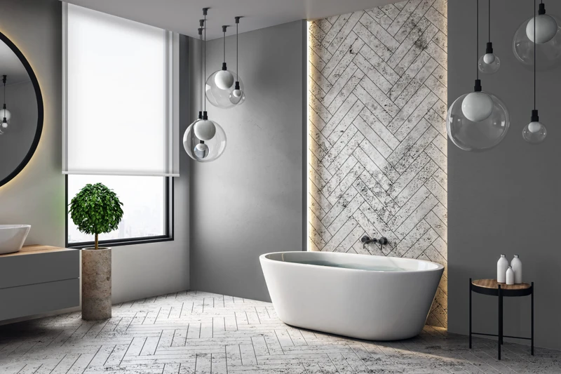 Contemporary bathroom with copyspace