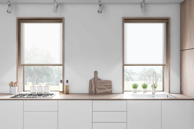 White kitchen countertops in loft room
