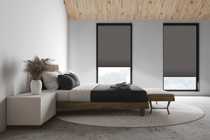 White attic master bedroom, side view