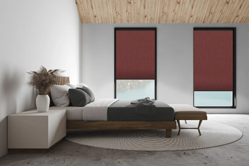 White attic master bedroom, side view