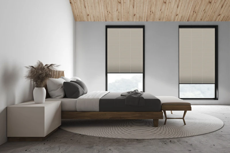 White attic master bedroom, side view