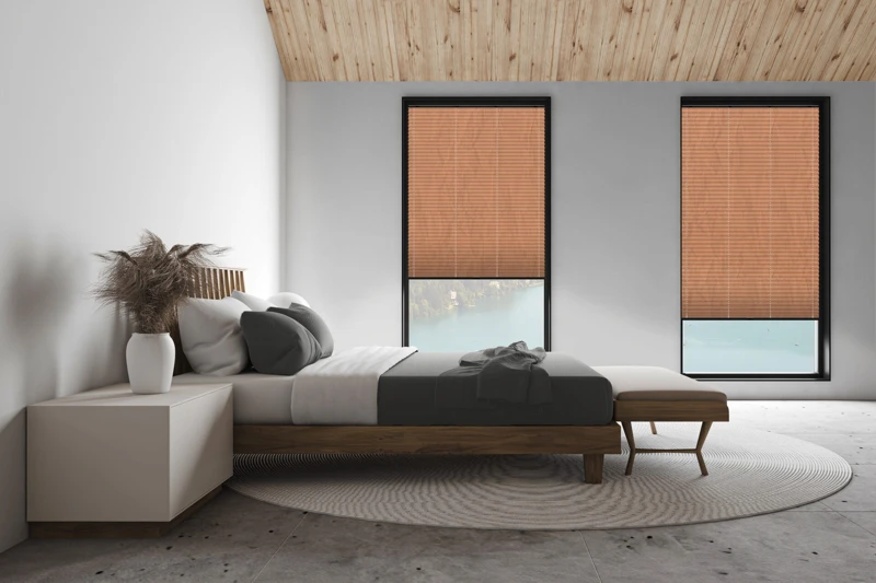 White attic master bedroom, side view