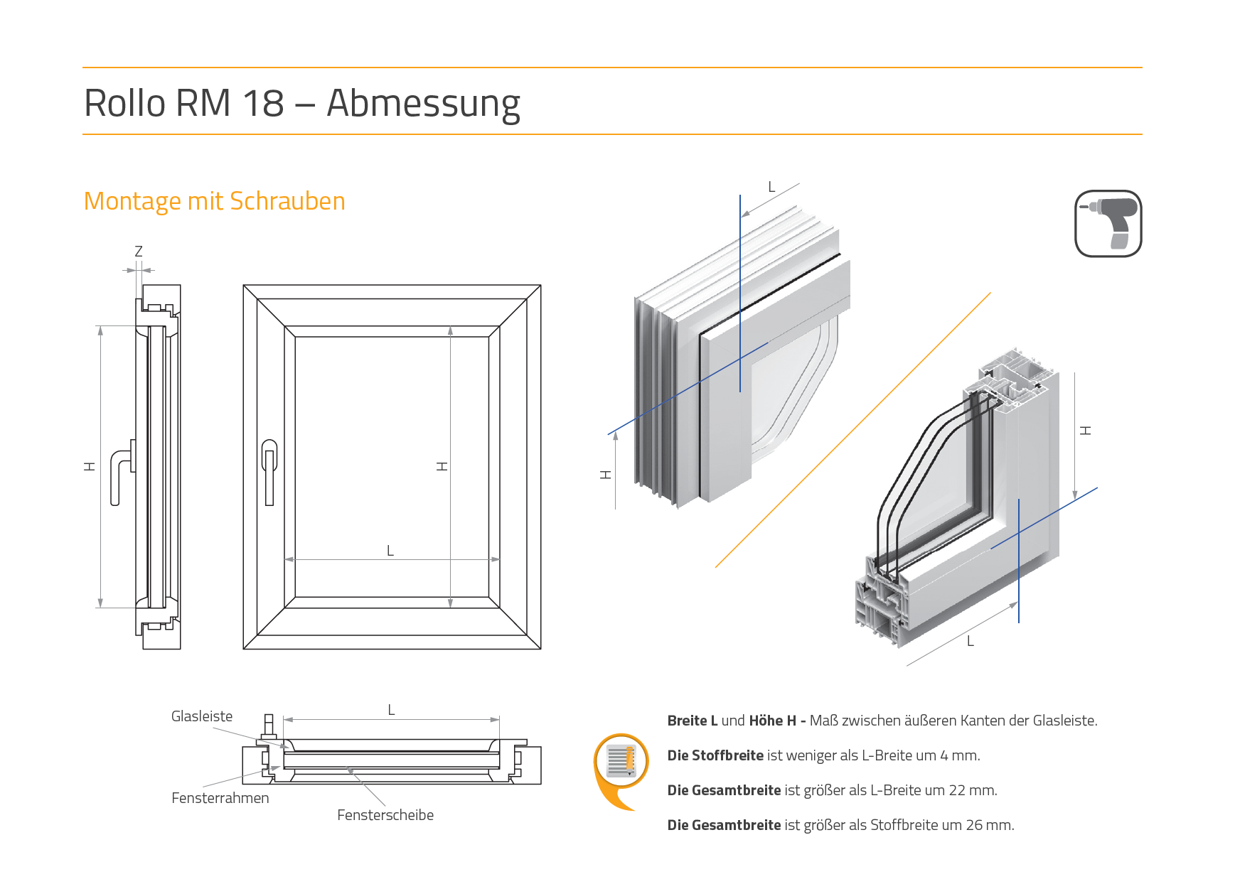 Doppelrollo ausmessen – Wandmontage