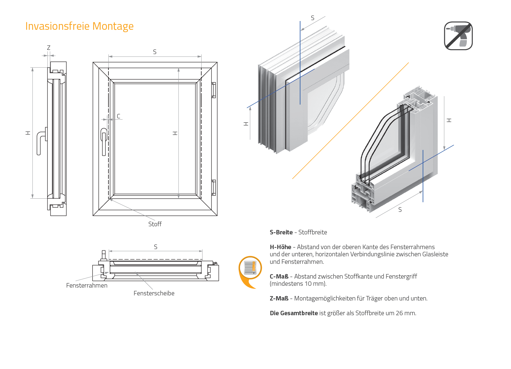 Doppelrollo ausmessen – Nischenmontage