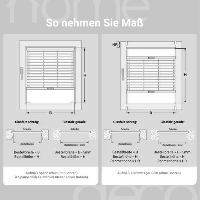 Plissee Aufmaß Grafik